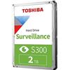 Toshiba 2TB S300 Surveillance HDD - 3.5' SATA Internal Hard Drive Supports up to 64 HD cameras at a 180TB/Year workload (HDWT720UZSVA)