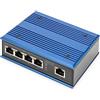 DIGITUS Switch di rete - Gigabit Ethernet 5 porte - Montaggio su DIN rail - Morsettiera - Senza ventole - Nero/blu