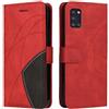 XINNI Cover Protettiva per Samsung Galaxy A31 Case, retrò Cellulare Custodia Libro Antiurto in Flip Pelle PU/TPU, Portafoglio Flip Magnetica, Rosso