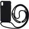 Ququcheng Cover Compatible con iPhone XS Max,Cellulare Girocollo Custodia con Cordino TPU corda Silicone Case Bumper per iPhone XS Max Custodia-Nero