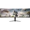 AtomFun YOGAES Monitor Curvo Ultrawide da 49, 5120x1440 Dual QHD, IPS 3800R, HDR400, USB-C, Altoparlanti Integrati, Regolazione in Altezza, VESA 100x100, Compatibile con G-Sync(75hz)