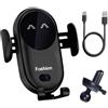 LUCKKY Caricabatterie Wireless Auto con Supporto Telefono, 15W Qi Ricarica Senza Fili, 360° Rotazione, Auto-Bloccaggio per Smartphone (Nero)