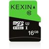 KEXIN Scheda Micro SD da 16 GB, MicroSDHC UHS-I Class 10 A1 U1, scheda mini SD con adattatore, scheda di memoria per smartphone, tablet, fotocamera
