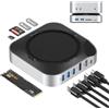 BAOZEE Mac mini Dock con alloggiamento SSD NVMe, hub USB-C 10 in 1 per Mac mini M4/M4 Pro, 2 USB-A 10 Gbps, 3 USB-A 5 Gbps, HDMI, DP, lettore di schede SD/TF, cover magnetica, supporto SSD fino a 8 TB