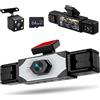 Motorsi 360° 4 Canali Dashcam Auto, 4 Telecamera 1080P Anteriore e Posteriore Sinistra Destra, 3,16 HD Dash Cam Visione Notturna Super, G-Sensore/Loop Video & 64G Scheda