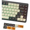 LQXQ Low Profile Keycaps, Double Shot PBT 100%, beige/nero scuro/arancione | PC trasparente, per la maggior parte degli switch MX Tastiera meccanica (solo tastierini)