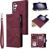 QLTYPRI Cover per Samsung Galaxy A26 5G, custodia in pelle PU a portafoglio retrò flip case antiurto con slot per carte funzione supporto per Samsung Galaxy A26 5G, colore: vino rosso