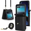 Generic Custodia a portafoglio per Motorola Razr 60 Ultra, custodia per porta carte di credito con blocco RFID e cinturino rimovibile, pelle resistente e TPU, 4 scomparti per carte, protezione dalle cadute