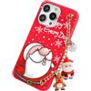 Yoedge Natale Cover per iPhone 11 Pro MAX 6,5 con Catena, Natalizia Braccialetto Custodia con Carino Disegni Cartoon Babbo Natale, Sottile Silicone TPU Bumper Antiurto Protettiva Christmas Case,Rosso
