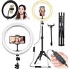 Home Markt24 Luce ad anello a LED con treppiede, lampada ad anello da 30 cm, treppiede da 220 cm, telecomando, funzionamento USB, 3 modalità di luce, 10 livelli di luminosità, 80 W per trucco, streaming, selfie,