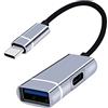 Btgghytr Docking station USB C ultra veloce da tipo C a USB 3.0 + hub convertitore dati multipli da 5 Gbps di ricarica