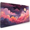 Sweetshow Tappetino per mouse carino arcobaleno XXL 90 x 40 cm rosa viola motivo estetico kawaii grande tappetino per mouse da gioco per tastiera da gioco base in gomma antiscivolo bordi cuciti per la casa