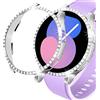 DEALELE 2-Pezzi Cassa Compatibile con Samsung Galaxy Watch 5 Pro (45mm), Bling Strass Diamante PC Anti-collisione Custodia protettiva Cover, Argento + Trasparente