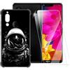 ESACMOT Custodia TPU Stampata + 2 Pellicole in Vetro Temperato Compatibili con Sharp Aquos S3, Cover Artistica Slim Antigraffio Antishock, Protezione Totale