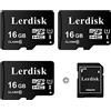 Lerdisk Confezione da 3 Schede Micro SD | Per Lettori MP3, Telefoni Obsoleti & Dispositivi SD | IP65, Antishock e Certificato CE (16GB U1)