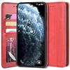 Sinyunron Cover Compatibile con Motorola Moto G9 Power Custodia in Pelle PU,Flip Caso Fibbia Magnetica Cellulare Case a Libro,Elegante Portafoglio Stile Business,Rosso