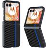 QJONSIU Cover Compatibile con Motorola Razr 60, Antigraffio Cover Protettiva in PC Rigido Case Carbonio Fibra Texture-Blu