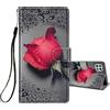 HopMore Cover a Libro per Samsung Galaxy A22 5G in Pelle con Silicone Morbido Custodie Samsung A22 5G Portafoglio Disegni Custodia Antiurto 360 Gradi Accessori Leather Case - Rosa