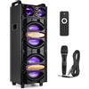 Fenton LIVE2102 Altoparlante Bluetooth Portatile con Microfono e Telecomando, Lettore MP3 e Illuminazione LED, Scheda SD e USB - Nero