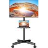 PERLEGEAR Supporto TV da Pavimento con Ruote per Schermi Plasma/LCD/LED 23-60 Pollici, Inclinabile Porta TV da Terra Mobile con Ripiano Multimediale, Supporto TV Fino a 25 kg, Max VESA 400 x 400 mm