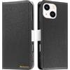 Butnyeoe Cover per iPhone 13 Case,Custodia iPhone 13 Libro,Trama Litchi PU Pelle Protettiva Portafoglio Flip/Folio Wallet Case Con Slot per Schede e Magnetica Supporto,Nero
