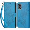 KENHONER Compatibile Cover con Oppo A38 4G/A18 4G,Premium Pelle PU Portafoglio Flip Libro Custodia Cover per Oppo A38 4G [Protezione Completa] (Blu Farfalla)