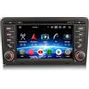 Erisin 7 pollici 8-Core 4GB+64GB Android 16 Autoradio GPS Navigatore per AUDI A3 (2003-2011) S3 RS3 RNSE-PU Supporto CarPlay Android Auto Bluetooth 5.0 WiFi DSP DAB+ USB FM OBD2 Schermo Tattile IPS