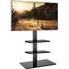 FITUEYES Supporto TV da Pavimento per Schermi da 32-60 Pollici, Mobili Porta TV da Terra con 2 Ripiani Regolabili, Gestione dei Cavi, Portata Max.30 kg, VESA Max. 600 x 400 mm, Nero