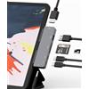 GKEAPZA Adattatore per iPad Pro USB C Hub M2 M1 12.9 11 2022-2018/iPad Air 4/5/iPad Mini 6, adattatore USB C 7in1 con HDMI 4K, jack da 3,5 mm, USB 3.0, PD 60W, SD/TF, dati USB-C 3.0, accessori iPad