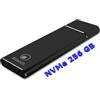 Atlantis SSD Esterno Portable M.2 NVME da 256 GB. Type_C USB-3.1, PCI Express Alluminio Satinato NERO