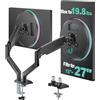 WALI Supporti per Bracci per Supporto per Doppio Monitor, per 2 Monitor, Staffa VESA Girevole per Montaggio su Tavolo con Molla a Gas Completamente Regolabile con Morsetto a C (GSMP002), Nero Opaco