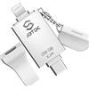 JSL JDTDC 256GB Chiavetta USB MFi per iPhone/iPad/Android/PC/Mac, Multi-interfaccia Lightning/USB-C/USB 3.0, Plug and Play, Backup e Crittografia con un Clic