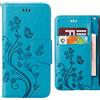 Ougger Custodia per ASUS Zenfone 3 Max / ZC520TL Cover, Fiore Farfalla Portafoglio PU Pelle Magnetico Stand Morbido Silicone Flip Protettivo Gomma Borsa Custodie con Slot per Schede (Blu)