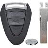 mt key Telecomando per auto, 1 custodia a 3 tasti + 1 vergine HAA + 1 batteria CR2032 per Porsche