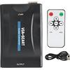 Goshyda Adattatore Convertitore da VGA a SCART, Adattatore Video Portatile HD Forniture per Computer con Cavo di Ricarica per Telecomando, per Computer TV(Nero)