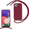 Beajew Custodia per Samsung Galaxy A22 5G Cover con Regolabile Rimovibile Corda da Catena Collana Necklace Antiurto Cordino Collari per Samsung Galaxy A22 5G, Rosso