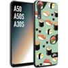 CUSTOMIZZA - Custodia cover nera morbida in tpu compatibile per Samsung A50 - A50S - A30S sushi disegni giapponese nighiri acquamarina verde