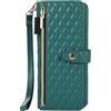 XIMAND Custodia per telefono Samsung Galaxy Z Fold 6, pelle PU antiurto di lusso, custodia a portafoglio per carte con cerniera, borsa per telefono a tracolla alla moda (verde)