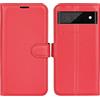 JIUNINE Cover per Google Pixel 7, Custodia Libro in Pelle Sintetica Portafoglio Case Flip Antiurto [Slot per Schede] [Chiusura Magnetica] Compatibile con Google Pixel 7, Rosso