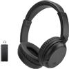 RETRADEKING Cuffie FM Over-Ear senza fili, cuffie Bluetooth senza fili per guardare la TV, il telefono e il PC, nessun ritardo audio, cuffie Bluetooth con bassi profondi, cuffie stereo HiFi leggere - Nero