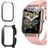 Blueshaweu Custodia per Nerunsa P66D Smartwatch 1,85 Pollici, Hard PC con Vetro Protezione Schermo Compatibile con Aptkdoe / Dotn / Ddidbi Smartwatch (Nero +