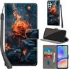 PHINIENLAND Cover per Samsung Galaxy A05s Case PU Pelle Custodia [Kickstand] [Chiusura magnetica] [Slot per Schede], Portafoglio Flip Custodia per Samsung A05s,Fiamma