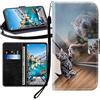 Sunrive Cover compatibile con Blackview A70, Custodia con supporto di stand e in Pelle artificiale per carte di credito Portafoglio Flip Chiusura Magnetica bumper(Gatto tigre B1)