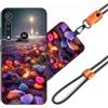 JEZSTHAI Cover Compatibile con Motorola One Macro Custodia in Silicone TPU Morbido con Cordino/Laccio Tracolla Cellulare,Antiurto AntiGraffio Protettiva Bumper Case con Disegno Motivi,Cover*A09