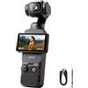 DJI Osmo Pocket 3 Bundle, Fotocamera per Vlog con CMOS da 1'', 4K/120fps, Stabilizzazione a 3 Assi, Tracciamento di Volti/Oggetti, Messa a Fuoco Rapida (Osmo pocket 3)