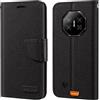 Shantime Custodia Portafoglio Flip in Tessuto Oxford Compatibile con Doogee Fire 3 Ultra, Cover Protettiva Magnetica con Slot Carte e Supporto(Nero)