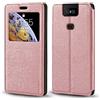 Shantime Custodia Flip in Pelle PU con Finestra Visibile e Chiusura Magnetica Invisibile Compatibile con Asus Zenfone 6 ZS630KL, Protezione Totale (Oro rosa)