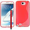 ebestStar - Cover Compatibile con Samsung Galaxy Note 2 N7100 Custodia Protezione S-Line Design Silicone Gel TPU Morbida e Sottile + Penna, Rosso [Apparecchio: 151.1 x 80.5 x 9.4mm, 5.5'']