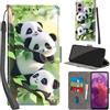 PHINIENLAND Cover per Motorola Moto G24 / E14 custodia portafoglio Pandas | 3 scomparti carte, 1 tasca banconote, Chiusura magnetica, Supporto, Pelle PU flip cover per Moto G04 / G04s