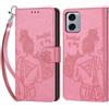 KENHONER Custodia per Motorola Moto G24/G04/G04S/E14 Cover, Rosa | Portafoglio in Pelle PU Retro, Antiurto Flip, Slot per Schede, Funzione Stand, Chiusura Magnetica
